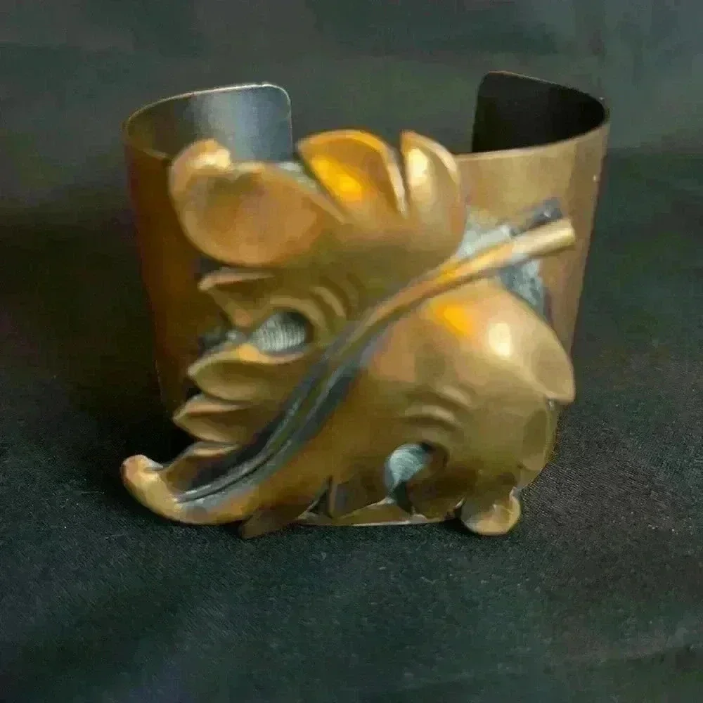 Roslyn Hoffman copper leaf Cuff Bracelet - Picture 1 of 4